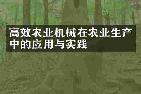 高效农业机械在农业生产中的应用与实践