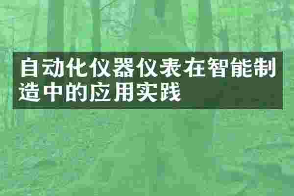 自动化仪器仪表在智能制造中的应用实践