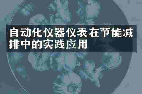 自动化仪器仪表在节能减排中的实践应用