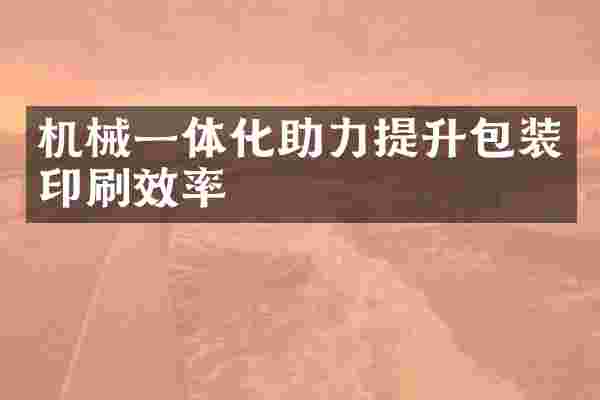 机械一体化助力提升包装印刷效率