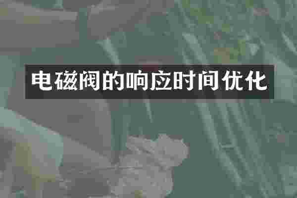 电磁阀的响应时间优化