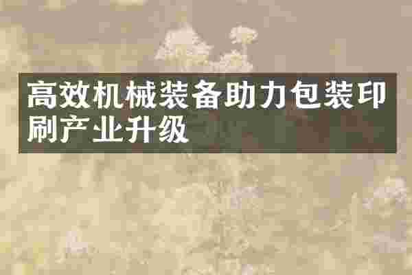 高效机械装备助力包装印刷产业升级