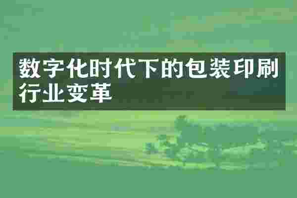 数字化时代下的包装印刷行业变革