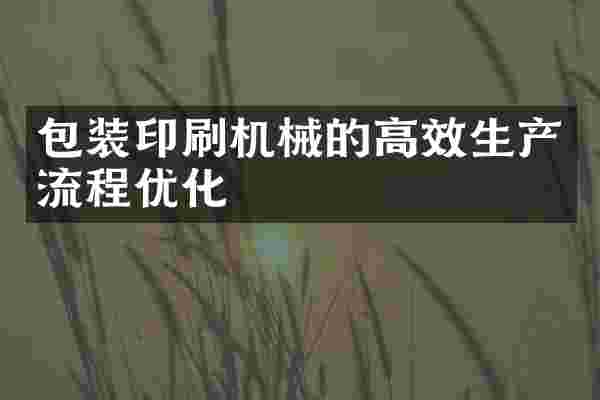 包装印刷机械的高效生产流程优化